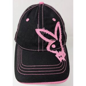 Playboy Bunny Logo Pink Black Baseball Cap Hat Y2K Official Licensed Vintage